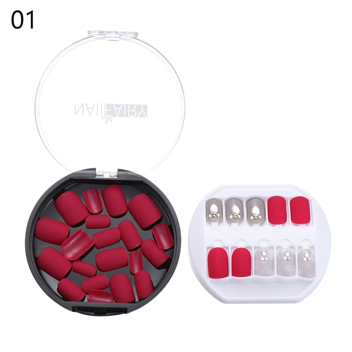 30PCS/Box Colorful Full Cover Fake Nails - HANBUN