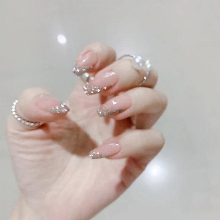 24Pcs Shiny Glitter Detachable False Nails