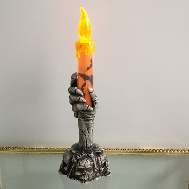 Halloween LED Skull Ghost Holding Candle Lamp - HANBUN
