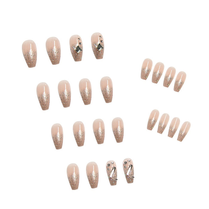 24pcs Rhinestone Design Fake Nails