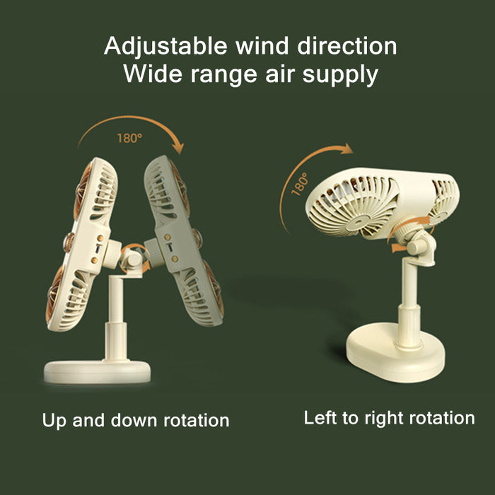 Battery Dual-head Strong Wind Portable Clip Fan - HANBUN