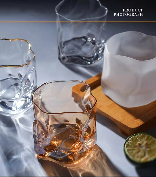 Wine Glasses Irregular Glass Clear Bar Drinking Supplies - HANBUN