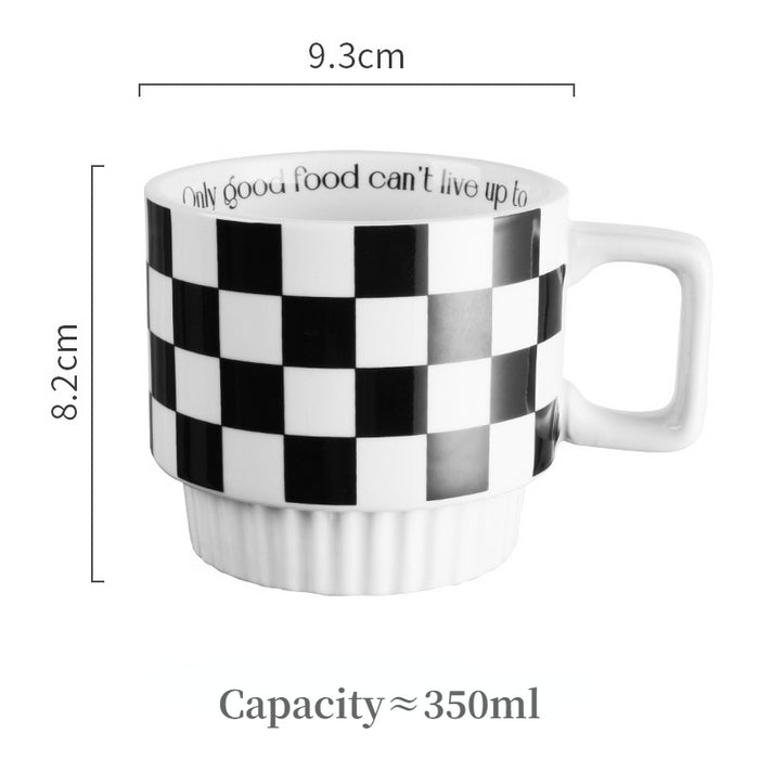 Checkerboard Mug Ceramic Water Cup - HANBUN