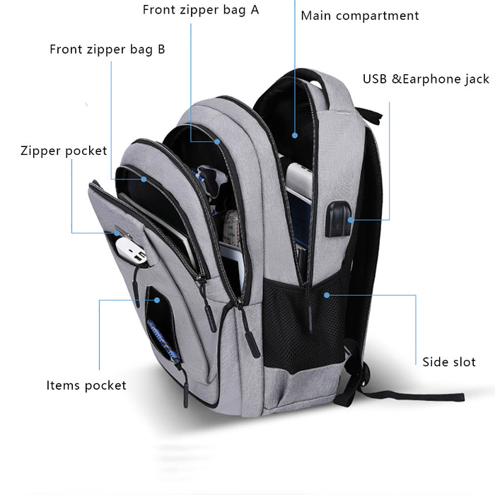 Backpack Men's Laptop Backpack Plaid Student Backpack - HANBUN