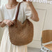 Straw Shoulder Bag Female Large Capacity Underarm Bag Tote Bag Crossbody - HANBUN