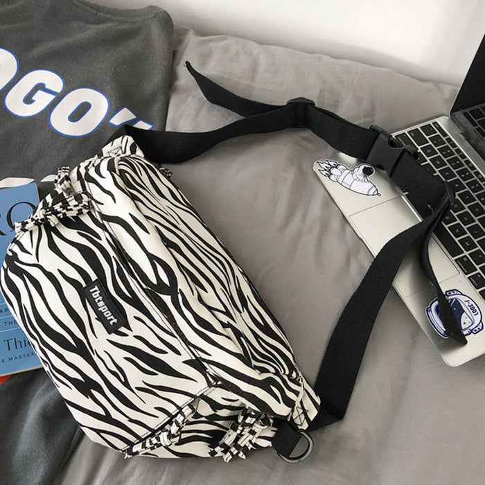 Chest Bag Large Capacity Waist Bag Zebra Shoulder Satchel - HANBUN