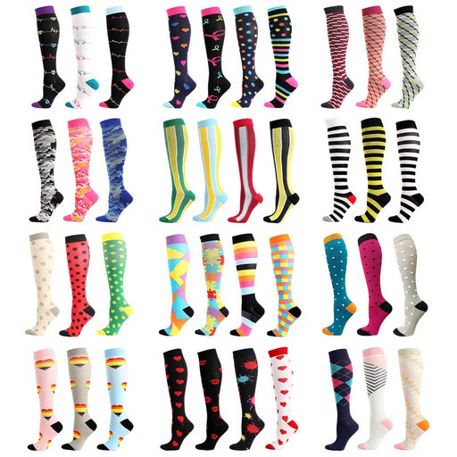 Colorful Striped Compression Socks - HANBUN