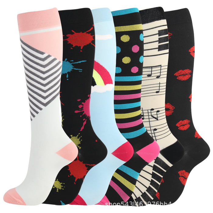 Colorful Striped Compression Socks - HANBUN