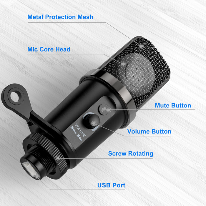 Capacitive Microphone, Mute Button - HANBUN