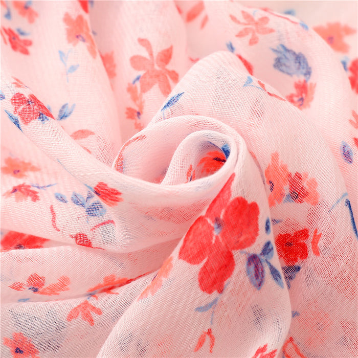 Pink Floral Pattern Scarf - HANBUN