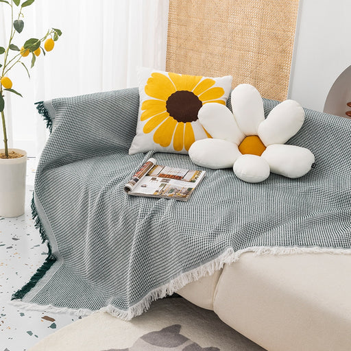 Sofa Blanket Crochet Sofa Cover With Tassels - HANBUN