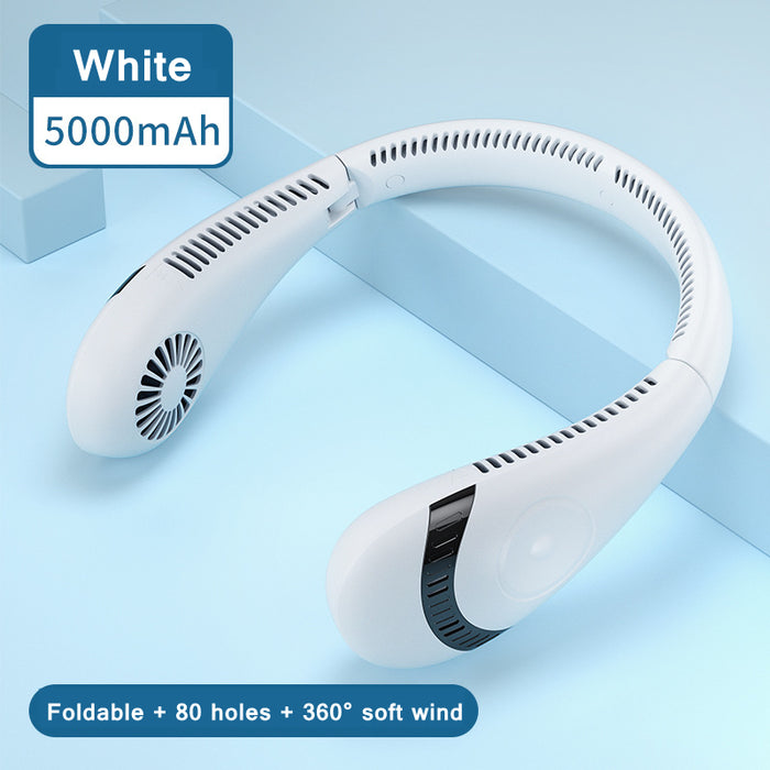 Rechargeable Protable Silent Bladeless Hanging Neck Air Conditioner Fan - HANBUN