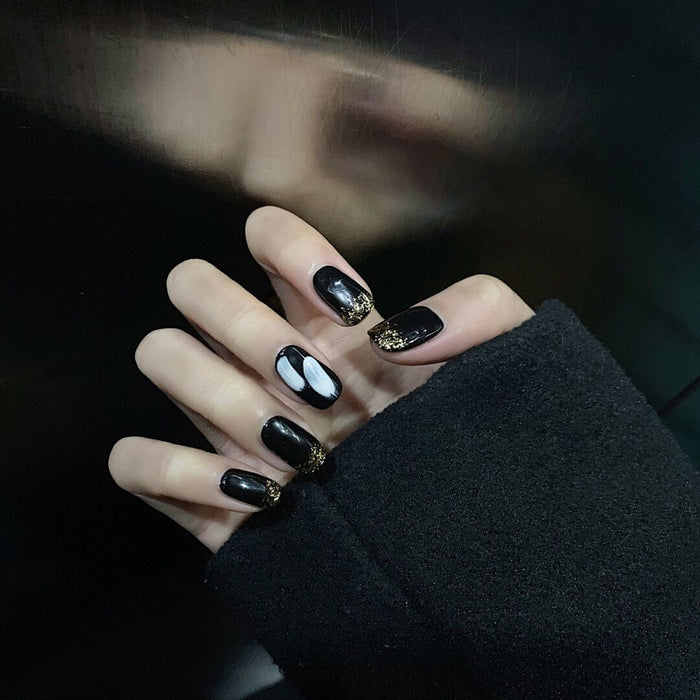 24pcs Dark Theme Fake Nails