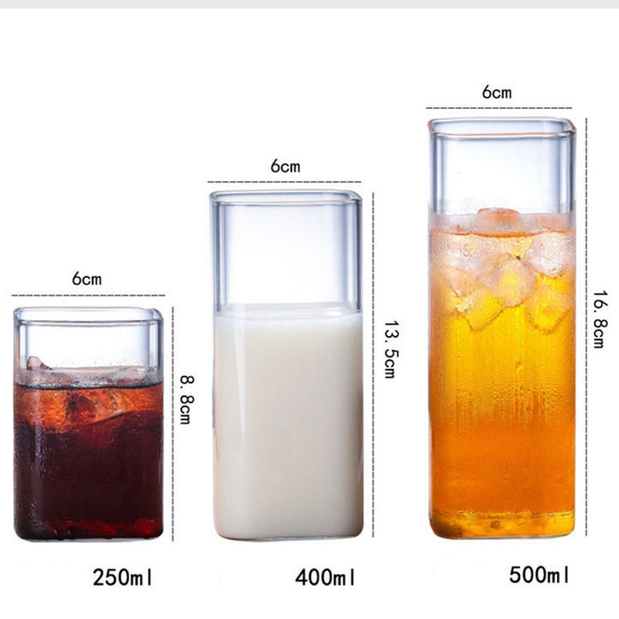 Wine Glass Square Glass Iced Coffee Cup Beverage Cups - HANBUN