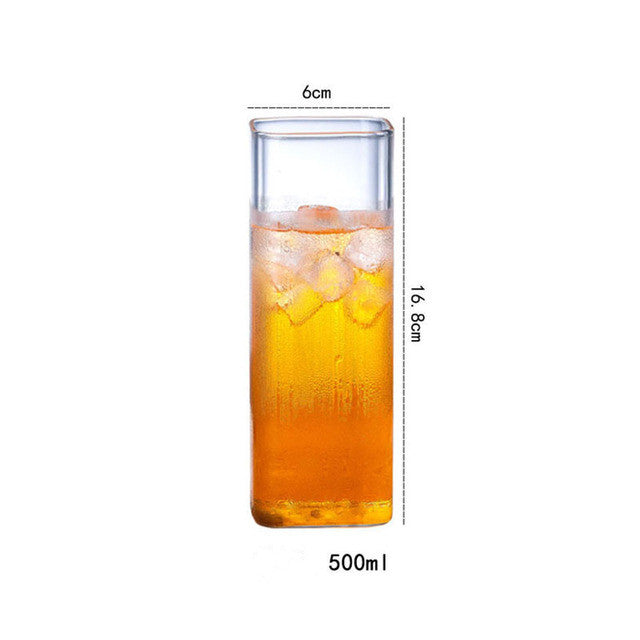 Wine Glass Square Glass Iced Coffee Cup Beverage Cups - HANBUN