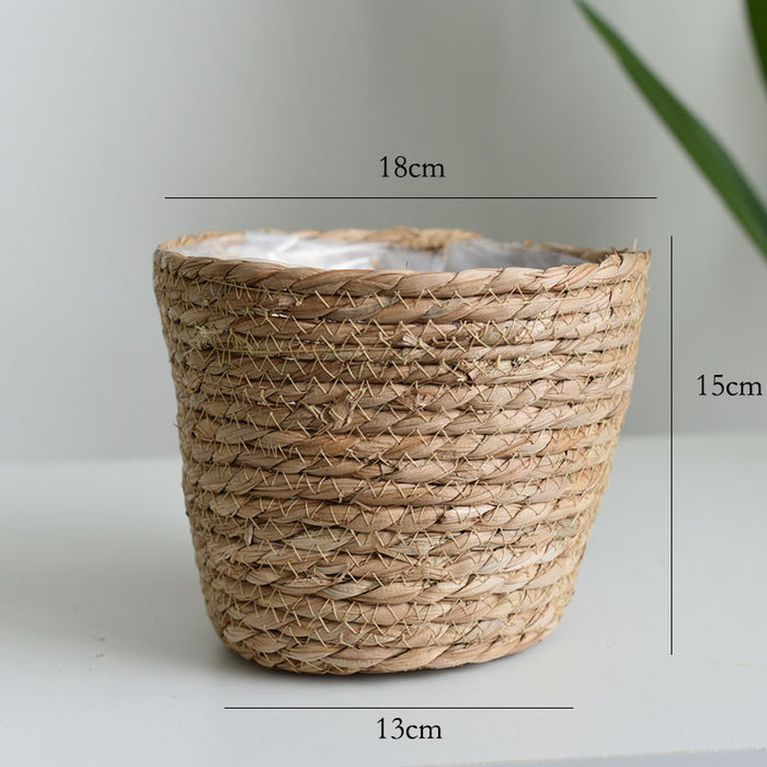 Straw Woven Flower Basket - HANBUN