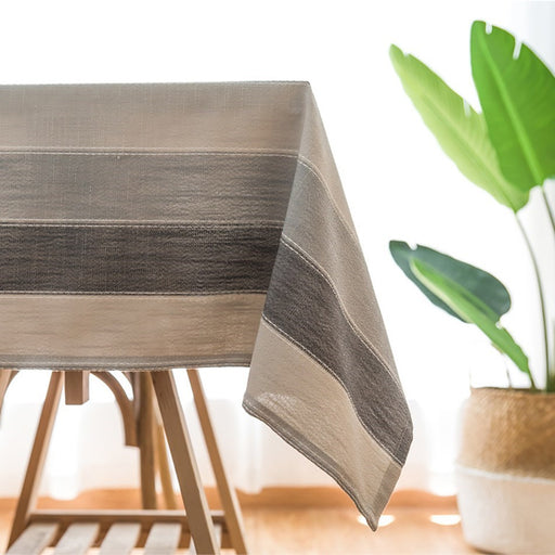 Striped Tablecloth Waterproof Cotton Linen Kitchen Table - HANBUN