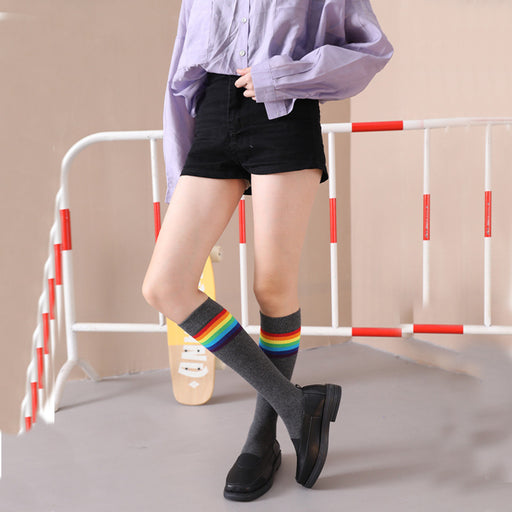 Over-the-knee Striped Socks - HANBUN