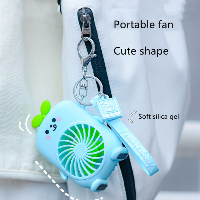 Rechargeable Rope Key Chain Portable Cute Cartoon Fan