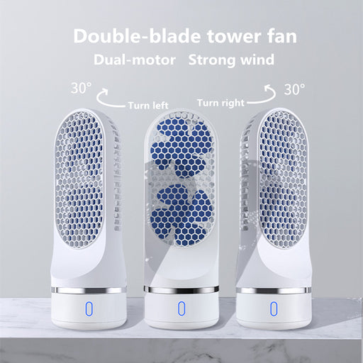 Rechargeable Stand Desktop Dual Motor Air Cooler Fan - HANBUN