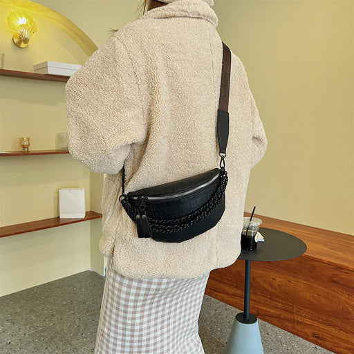 Waist Bag PU Pocket Chest Bag Single Shoulder Crossbody - HANBUN