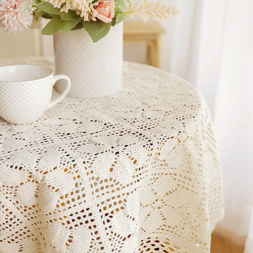 White Hollow Tablecloth Rectangular Tablecloth - HANBUN