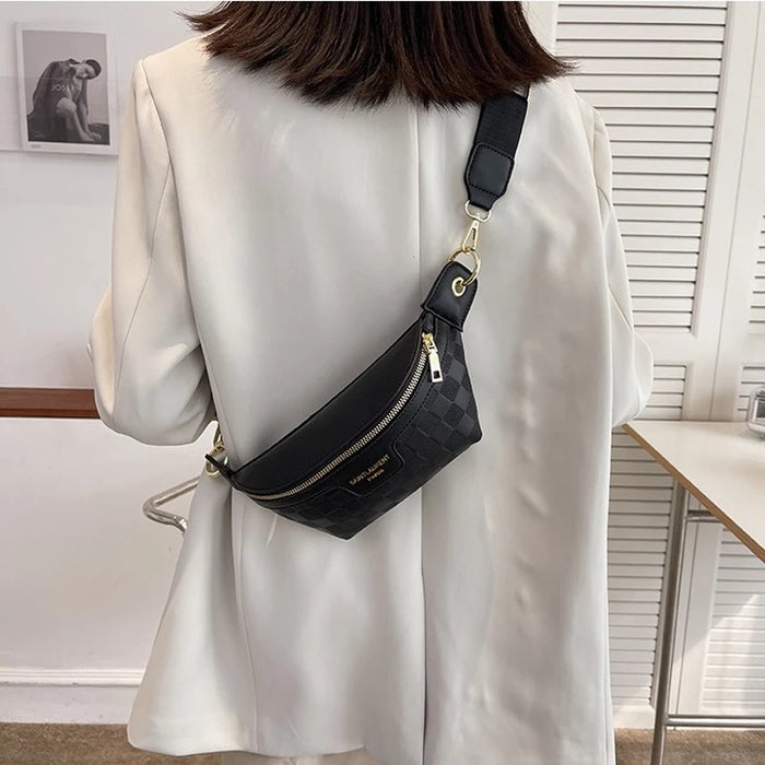 Waist Bag Chest Bag Wide Backpack Crossbody PU Leather Shoulder Bag - HANBUN