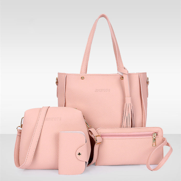 Tote Bag Ladies Satchel PU Leather Clip Key Bag Shoulder Bag Handbags - HANBUN