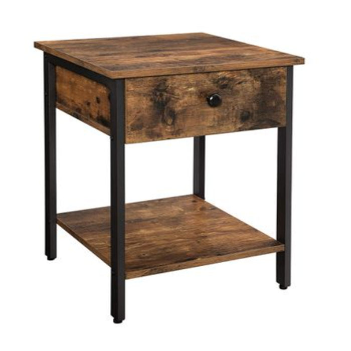 [US Stock]Bedside Table With Drawers And Shelves End Table