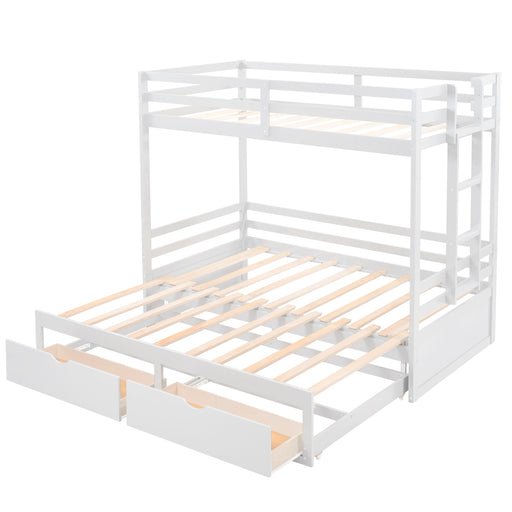 【US Stock】Twin over Twin/Full/King Bunk Bed, Convertible Down Bed, White - HANBUN