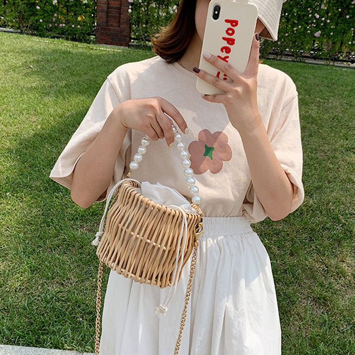 Crossbody Bag Summer Straw Handbag Bohemian Women Shoulder Bag - HANBUN
