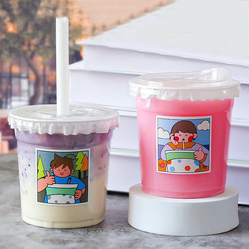 Disposable Straw Cup With Lid Coffee Cup - HANBUN