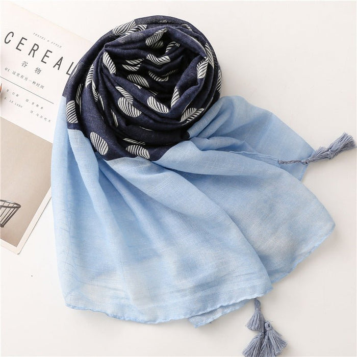 Dotted Solid Color Patchwork Long Scarf - HANBUN
