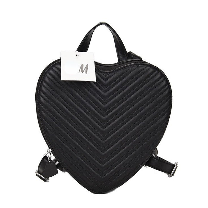 Heart-shaped Backpack Female Trend Backpack Leather Handbag Cell Phone Bag - HANBUN