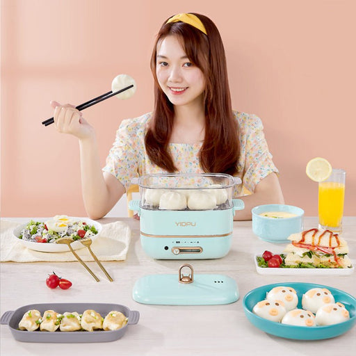 Electric Rice Cooker Hot Pot Electric Cooker Frying Pan with Steamer Kitchen Appliances - HANBUN