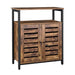 [US Stock]Particleboard Iron Rustic Brown Storage Cabinets - HANBUN
