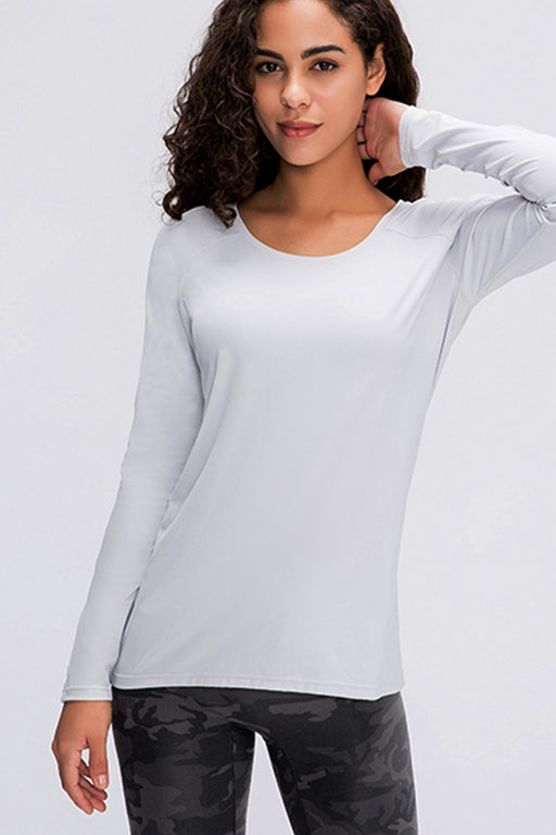 Women's Long Sleeve T-Shirt Light Grey - HANBUN