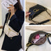 Female Waist Bag Chest Bag Diamond Shoulder Bag PU Messenger Bag Handbag Purse - HANBUN