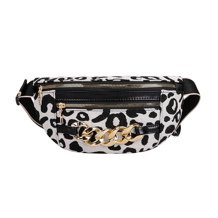 Female Waist Bag Leopard Print Waist Bag Fashion Shoulder Bag Chest Bag Hip Banana Waist Bag - HANBUN