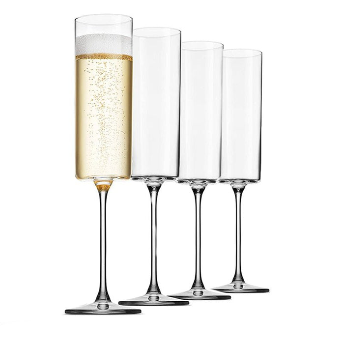 Glass Champagne Flutes 4-piece Set Square-rimmed Blown Glass - HANBUN