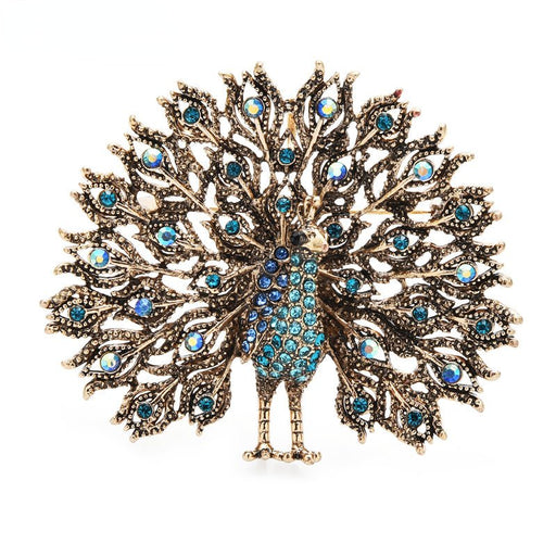 Multicolor Large Peacock Brooch For Women - HANBUN