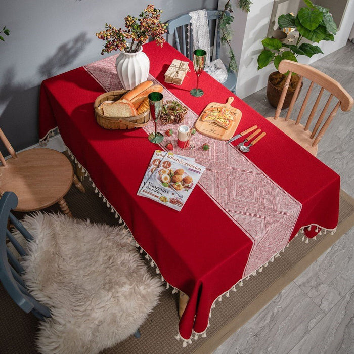 New Year Tablecloth Christmas Decoration Red Tablecloth - HANBUN