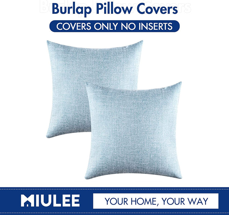 2 Linen Burlap Pillowcases 18x18 Inches - HANBUN