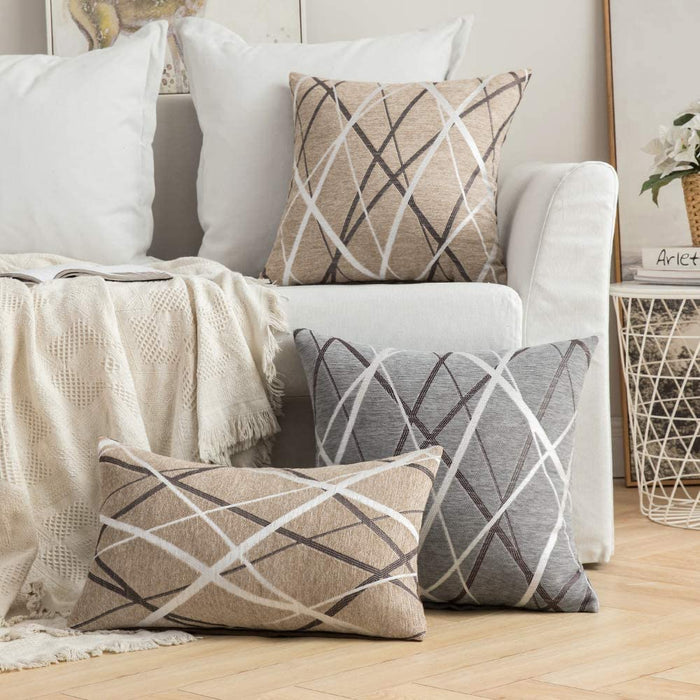 2 Pillowcases Woven Cushion Covers 18 X 18 Inches - HANBUN
