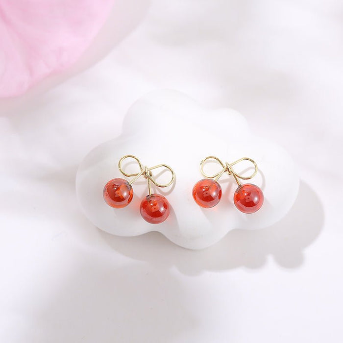 Simple cherry earrings - HANBUN