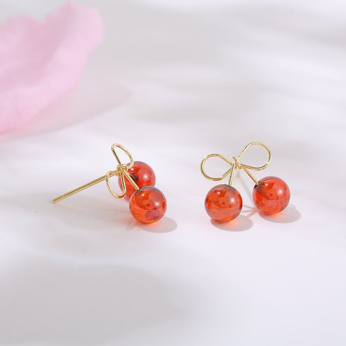 Simple cherry earrings - HANBUN