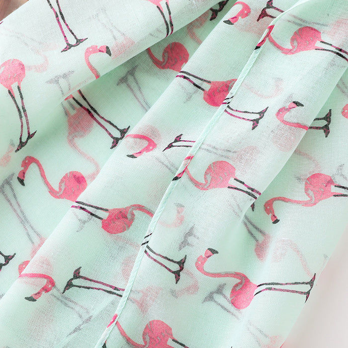 Flamingo Print Tassel Scarf